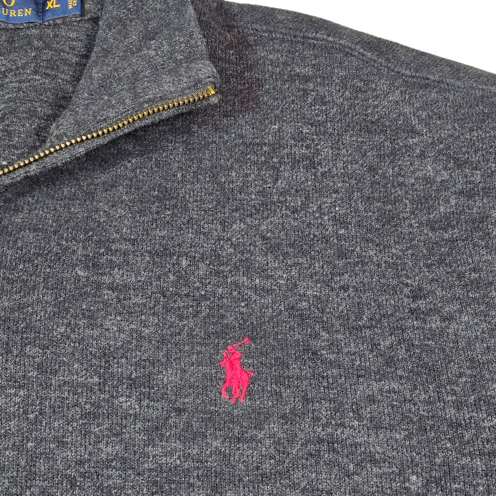 Polo Ralph Lauren Men's Gray Knit 1/4 Zip Mock Neck Long Sleeve Sweater Size XL - Picture 6 of 9